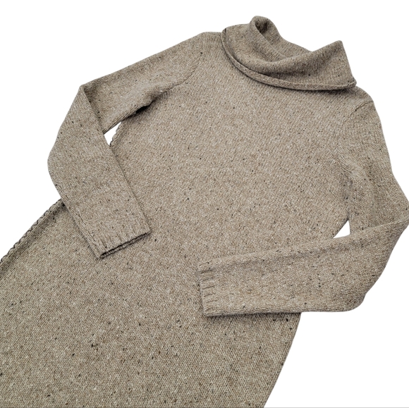 Lauren Ralph Lauren Knit Sweater Dress Brown Donegal Tweed Wool Blend Women’s L - Picture 8 of 17